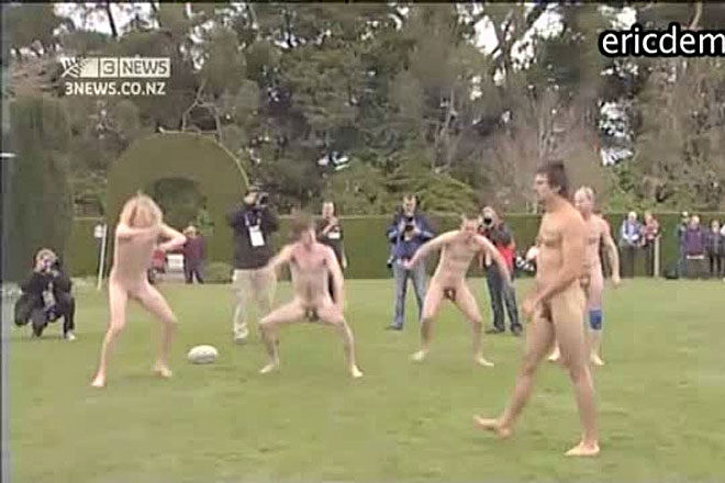 Rugby Team Performs Naked Haka Routine Image