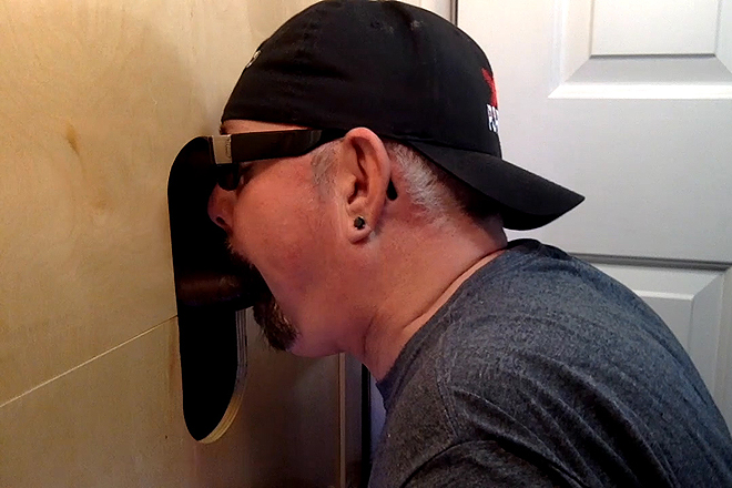 Gloryhole Throat Fucked By Curious Black Cock Image